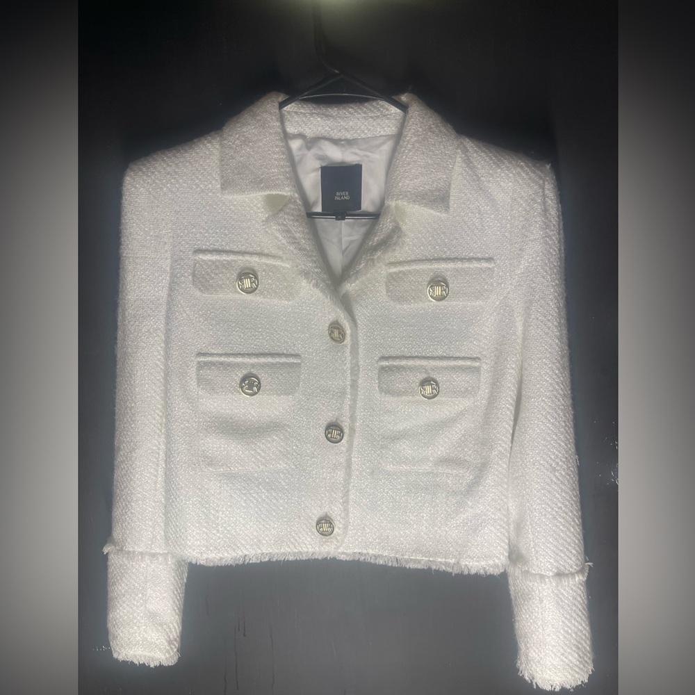 River Island Ivory Textured Suit Jacket size 12 - Picture 2 of 4